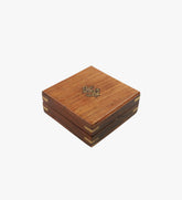 Vintage Wooden Trinket Box with Brass Anchor Inlay