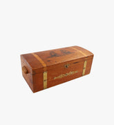 Vintage Cedar Wood Box with Ship on Top