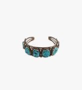 Rare Vintage Six Stone Turquoise Cuff in Sterling Silver
