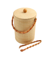 Item #71 Grass Cloth Ice Bucket with Tongs