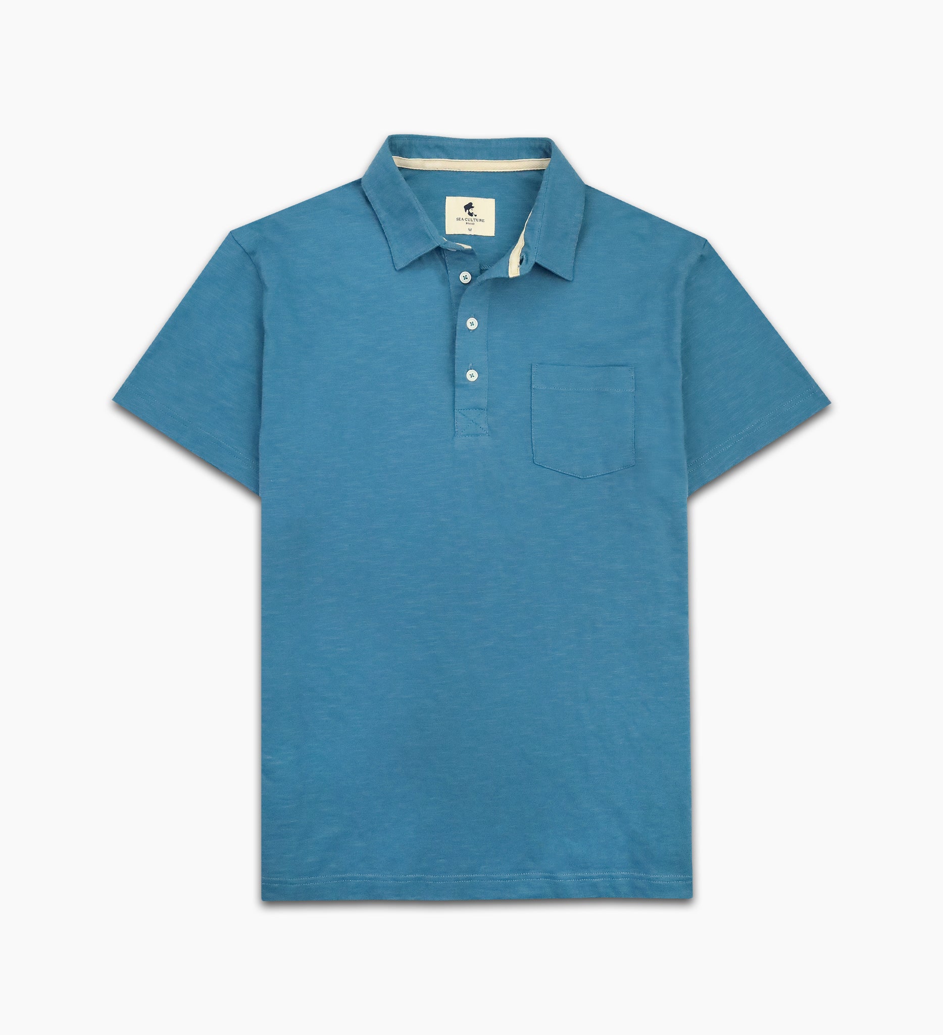 Flat Lay Hemingway Coastal Blue Polo Shirt