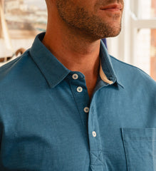 Collar and Buttons Hemingway Coastal Blue Polo Shirt
