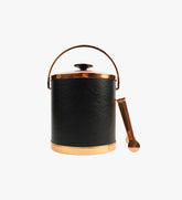 MCM Faux Leather and Rose Gold Ice Bucket with Tongs
