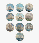 Vintage Set of 10 The 25 Great American Sailing Ships - Porcelain Miniature Collection
