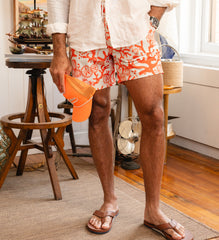 Riviera Swim Trunk - Coral Motif
