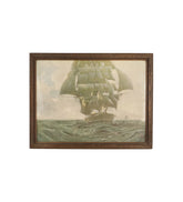 Item #4 Ship Picture in Brown Frame