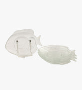 Vintage Arcoroc France Poisson Clear Pressed Glass Fish Plates - Set of 4