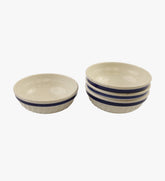 Vintage Set of 4 Ceramic Bowls with Blue Stripe