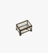 Vintage Mini Trinket Glass Box with Ship