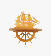 Wooden Ship & Wheel Wall Shelf