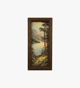 Small Framed Lithograph Print Mountain Scene