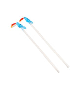 Item #29 Set of 2 Glass Toucan Drink Stirrers