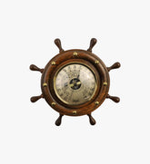 Wooden Ship's Wheel Barometer with Brass Fitting