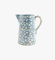 19th Century Cobalt Blue & White Stoneware /Sponge-Ware  Pitcher with Chicken Wire Pattern
