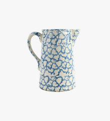 19th Century Cobalt Blue & White Stoneware /Sponge-Ware  Pitcher with Chicken Wire Pattern