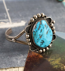 Single Stone Turquoise Cuff in Sterling Silver