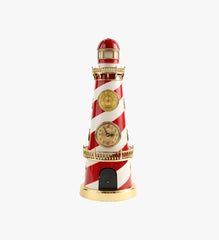 Red & White Lighthouse with Clock , Light and Thermometer