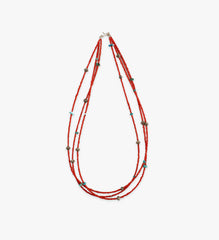 Vintage Multi Strand Coral Necklace with Turquoise Stones