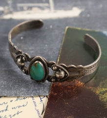 Fred Harvey Cuff -Single Turquoise Stone Turquoise