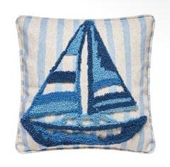 Coastal Sailboat Tufted Hook Pillow