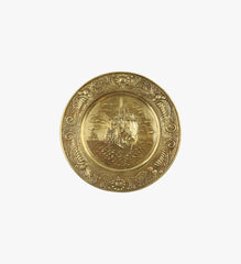 Vintage Brass Embossed Galleon Sailing Ship Wall Hanging Platter