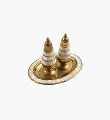 Vintage Brass Salt & Pepper Shaker with Mother of Pearl Mosaic Inlay