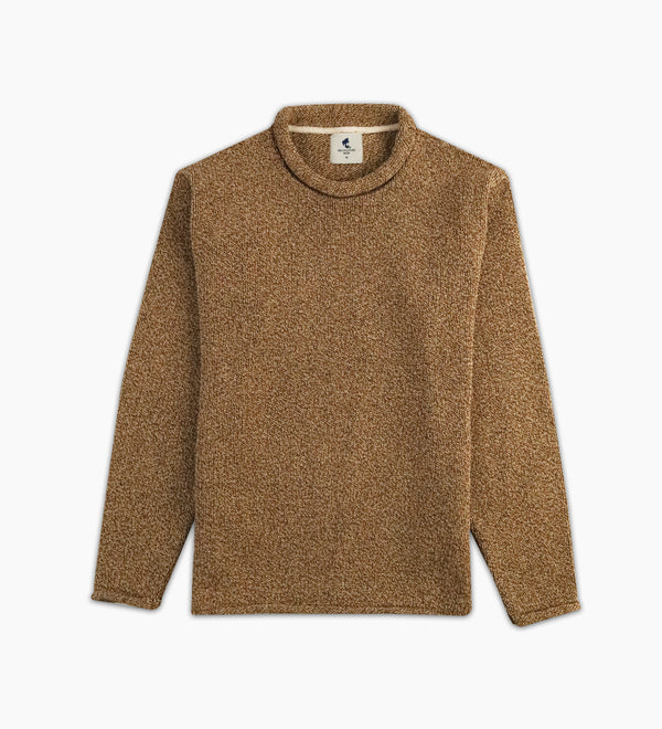 Newport Roll Neck Sweater in Marled Brown