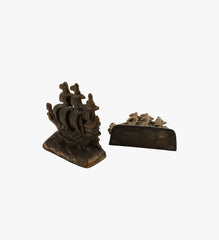 Vintage Cast Iron Clipper Ship Bookends