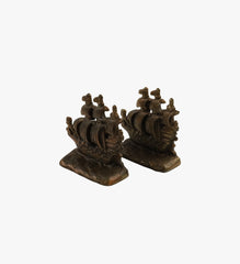 Vintage Cast Iron Clipper Ship Bookends