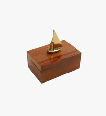 Vintage Trinket Box with Sail Boat on Top
