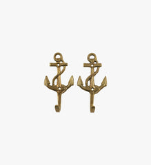Vintage Set of Brass Anchor Wall Hooks