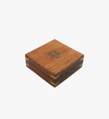 Vintage Wooden Trinket Box with Brass Anchor Inlay