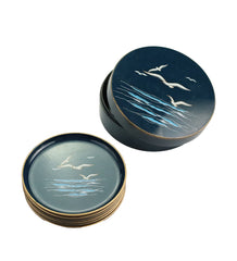 Item #84 Vintage Set of 4 Bird Coasters in Case
