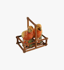 Vintage Parrot Salt & Pepper Shakers in Bamboo Basket