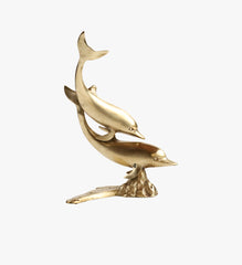 Vintage Solid Brass Dolphin Statue