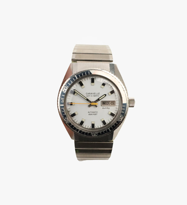 Caravelle Set-O-Matic White Diver Watch (1970)