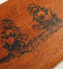Vintage Cedar Wood Box with Ship on Top