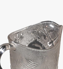 19th Century Admiral Dewey Commemorative Clear Glass Pitcher by Beatty- Brady Glass