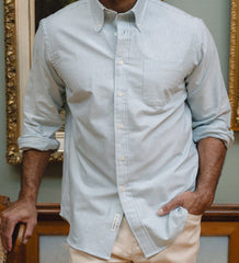 Men’s Coastal Oxford Button Down Shirt - Green Stripe