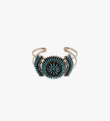 Vintage Zuni Cluster Turquoise & Sterling Silver Cuff