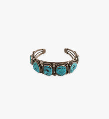 Rare Vintage Six Stone Turquoise Cuff in Sterling Silver