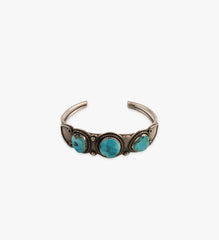 Three Stone Turquoise in Sterling Silver Cuff