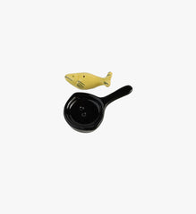 Vintage Frying Pan and Fish Salt & Pepper Shakers
