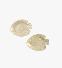 Vintage Set of 2 Mother of Pearl Fish Trinket Tray