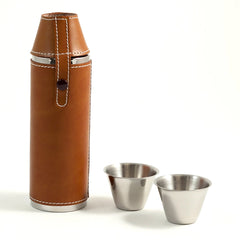 10 oz. Stainless Steel Tan Leather Flask