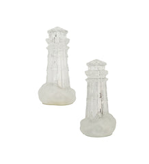 Item #75 Clear Glass Lighthouse Salt & Pepper Shakers