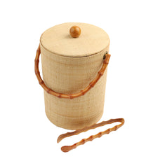 Item #71 Grass Cloth Ice Bucket with Tongs