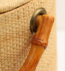 Item #71 Grass Cloth Ice Bucket with Tongs