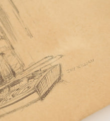 Vintage Jay Killian Original Pen & Ink Drawing on Paper