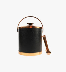 MCM Faux Leather and Rose Gold Ice Bucket with Tongs